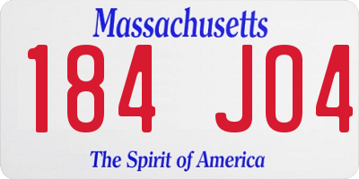 MA license plate 184JO4