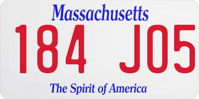 MA license plate 184JO5