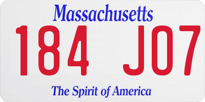 MA license plate 184JO7