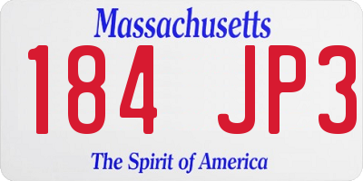MA license plate 184JP3
