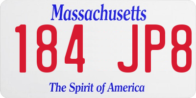 MA license plate 184JP8