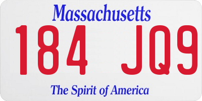 MA license plate 184JQ9