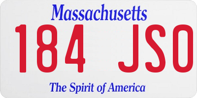 MA license plate 184JS0