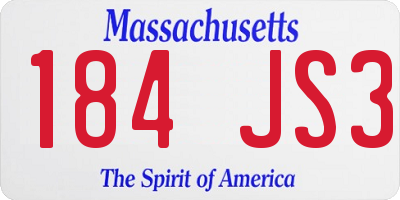 MA license plate 184JS3