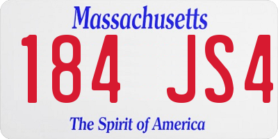 MA license plate 184JS4
