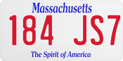 MA license plate 184JS7