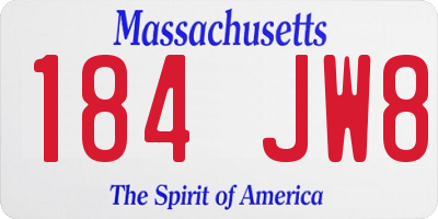 MA license plate 184JW8