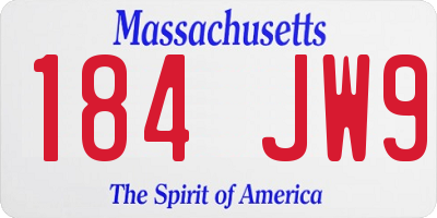 MA license plate 184JW9