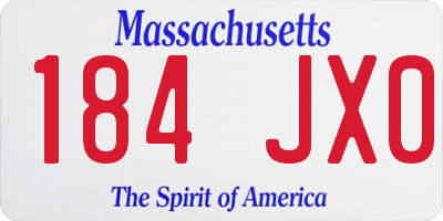 MA license plate 184JX0