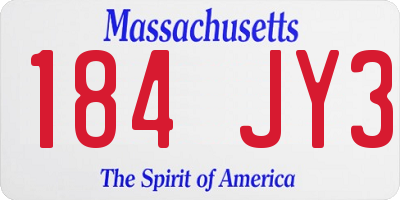 MA license plate 184JY3