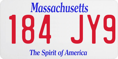 MA license plate 184JY9