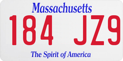 MA license plate 184JZ9