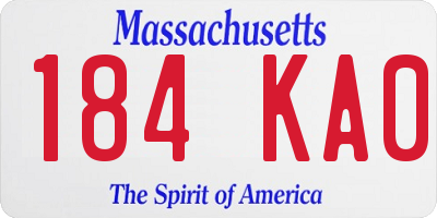 MA license plate 184KA0