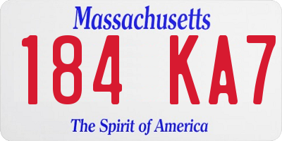 MA license plate 184KA7