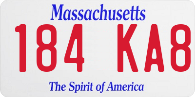 MA license plate 184KA8