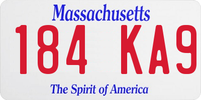 MA license plate 184KA9