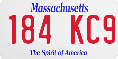 MA license plate 184KC9