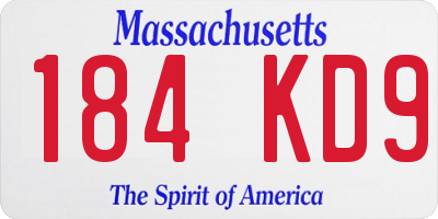 MA license plate 184KD9