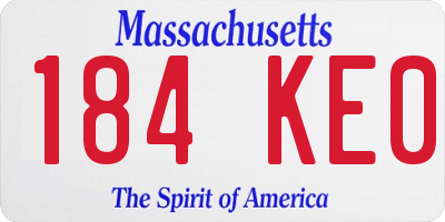 MA license plate 184KE0