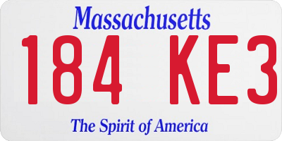MA license plate 184KE3