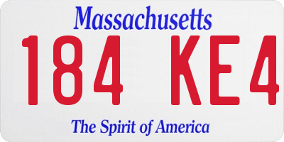 MA license plate 184KE4