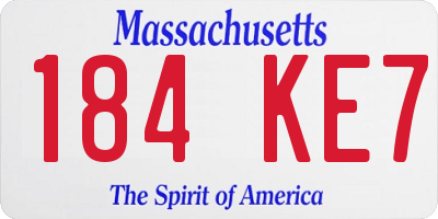 MA license plate 184KE7