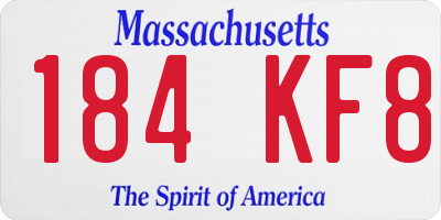 MA license plate 184KF8