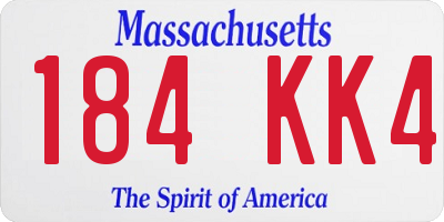 MA license plate 184KK4