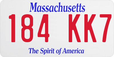MA license plate 184KK7