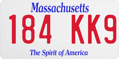 MA license plate 184KK9