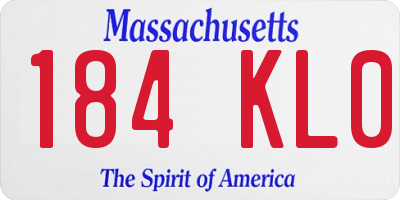 MA license plate 184KL0
