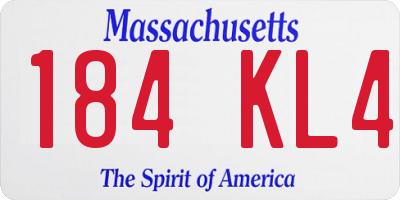 MA license plate 184KL4