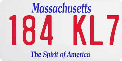 MA license plate 184KL7