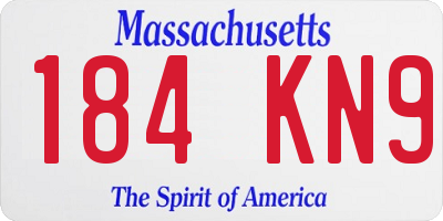MA license plate 184KN9