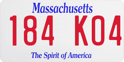 MA license plate 184KO4