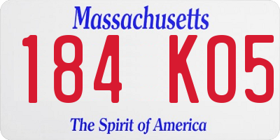 MA license plate 184KO5