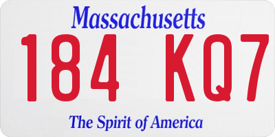 MA license plate 184KQ7