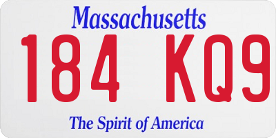 MA license plate 184KQ9