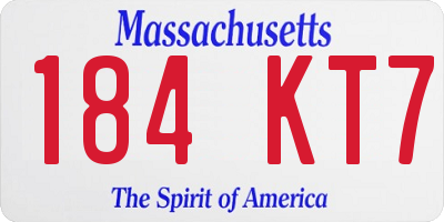 MA license plate 184KT7