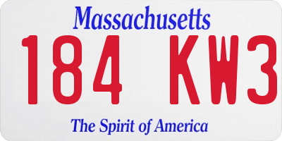 MA license plate 184KW3