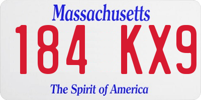 MA license plate 184KX9