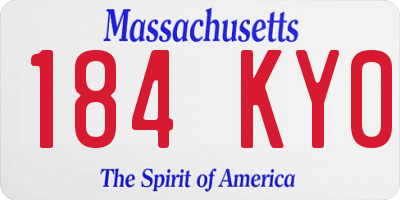 MA license plate 184KY0