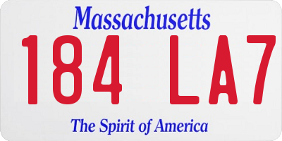 MA license plate 184LA7