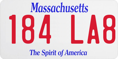 MA license plate 184LA8