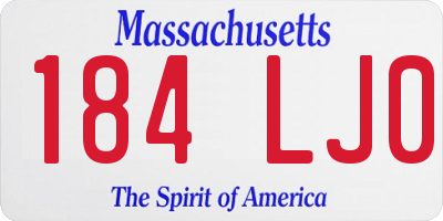 MA license plate 184LJ0
