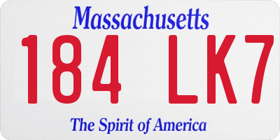 MA license plate 184LK7