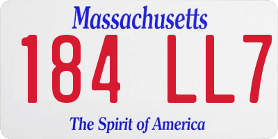 MA license plate 184LL7
