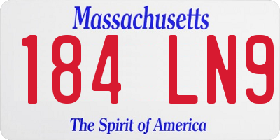 MA license plate 184LN9