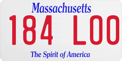 MA license plate 184LO0