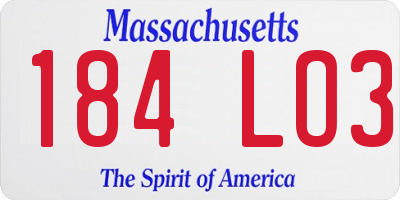 MA license plate 184LO3